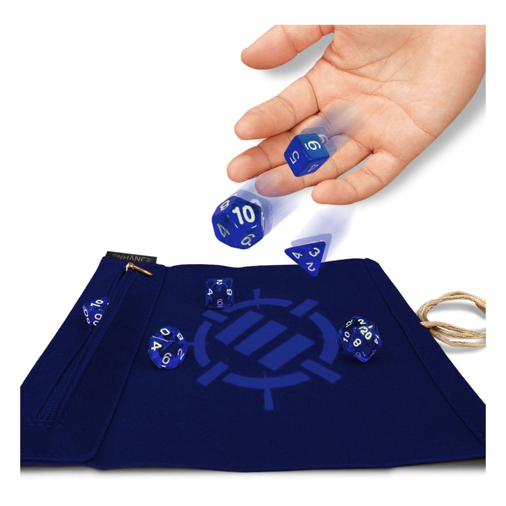 Enhance Tabletop Roll on a Scroll Bag with Dice Blue