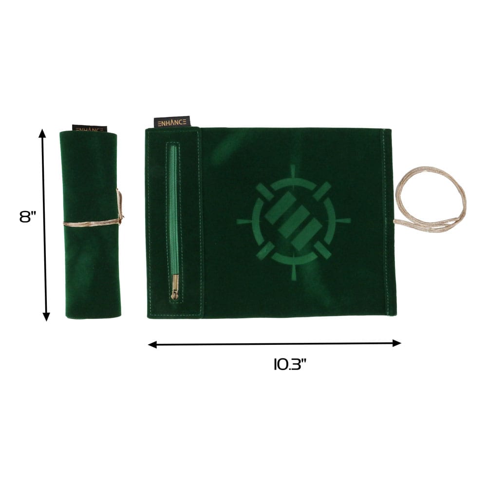 Enhance Tabletop Roll on a Scroll Bag with Dice Green