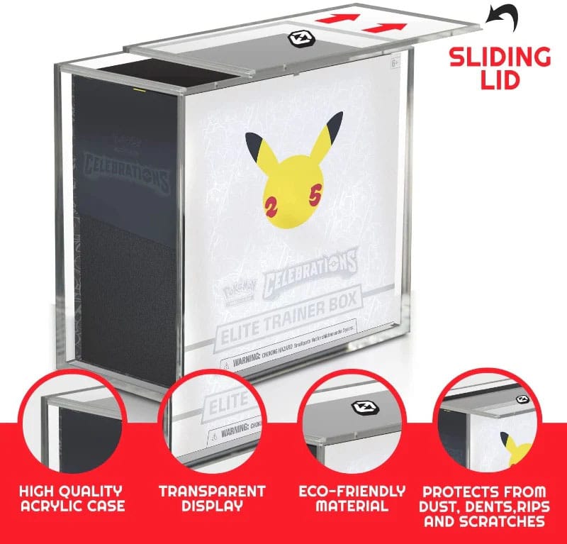 Evoretro Acrylic Display Case for Booster Boxes / Elite Trainer Boxes Ver. 2 with Sliding Lid
