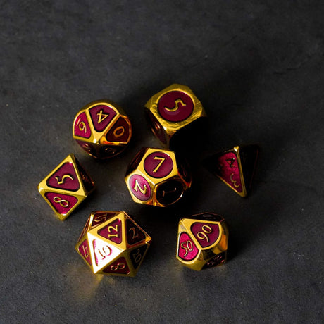 FanRoll  Dice Set Gold with Purple Enamel (7)