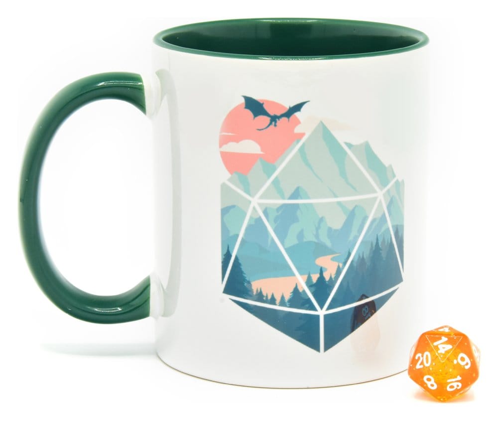 Glassstaff Gift Set Mug & Dice D20 A D20 Scene