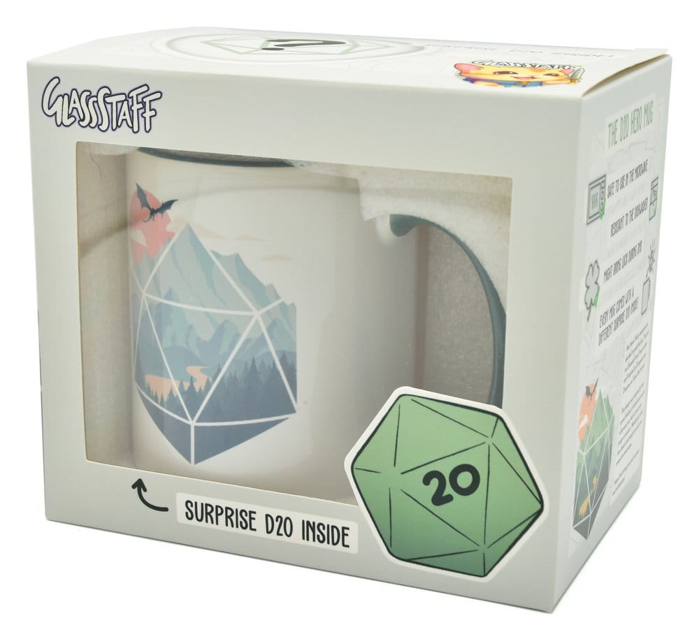 Glassstaff Gift Set Mug & Dice D20 A D20 Scene