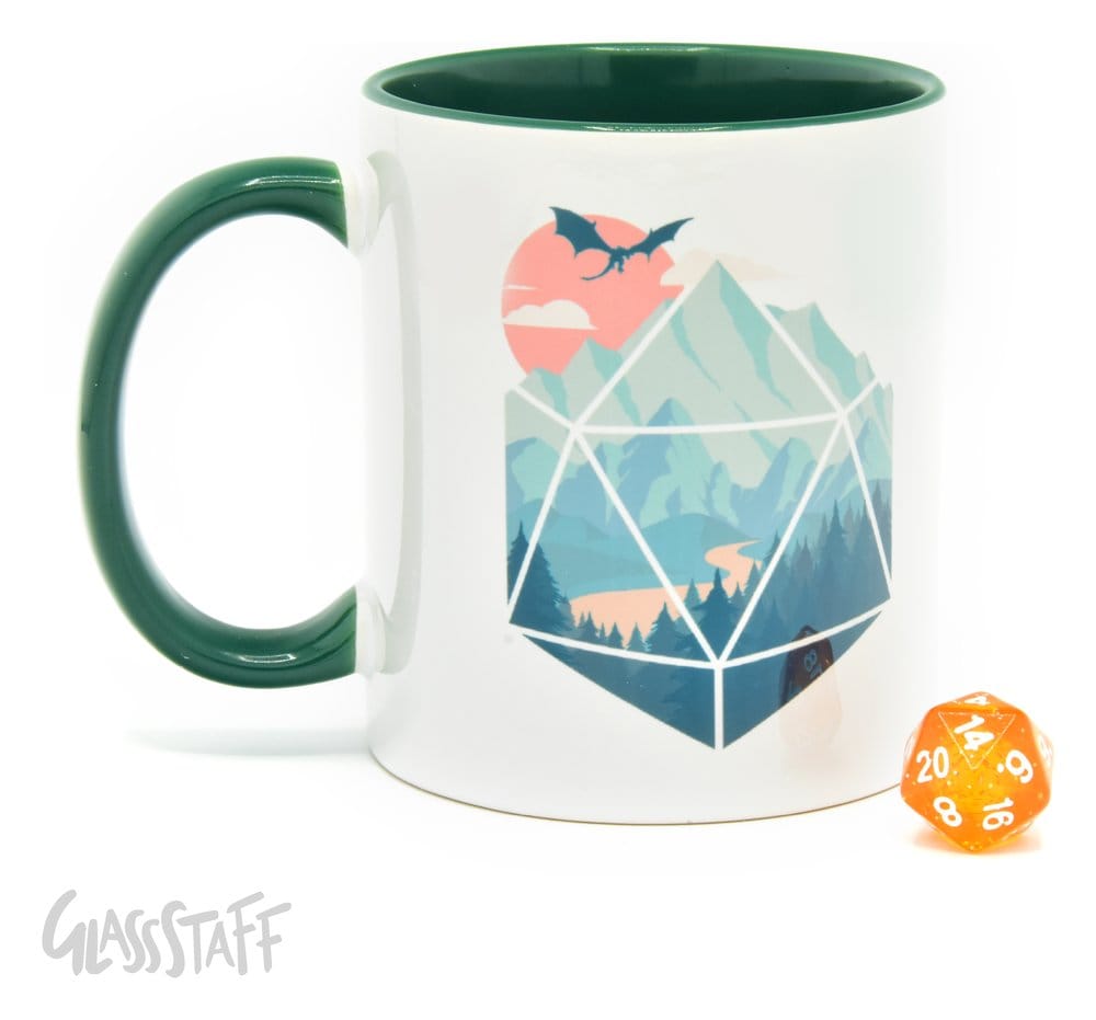 Glassstaff Gift Set Mug & Dice D20 A D20 Scene
