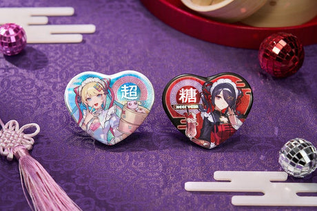 Needy Streamer Overload Needy Streamer Chinese Restaurant Series Heart-Shaped Pinback Button Ame – billede 2
