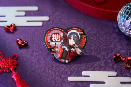 Needy Streamer Overload Needy Streamer Chinese Restaurant Series Heart-Shaped Pinback Button Ame – billede 3