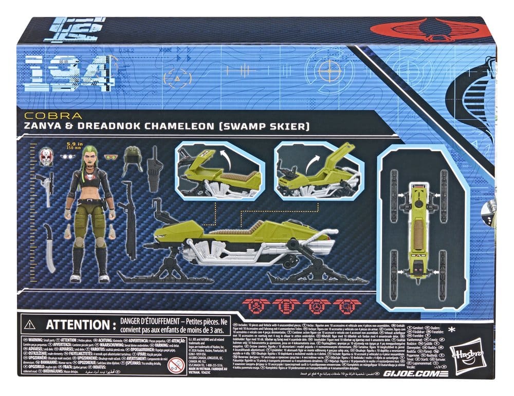 G.I. Joe Classified Series Action Figure and Vehicle Set #194 Zanya and Dreadnok Chameleon (Swamp Skier) 15 cm