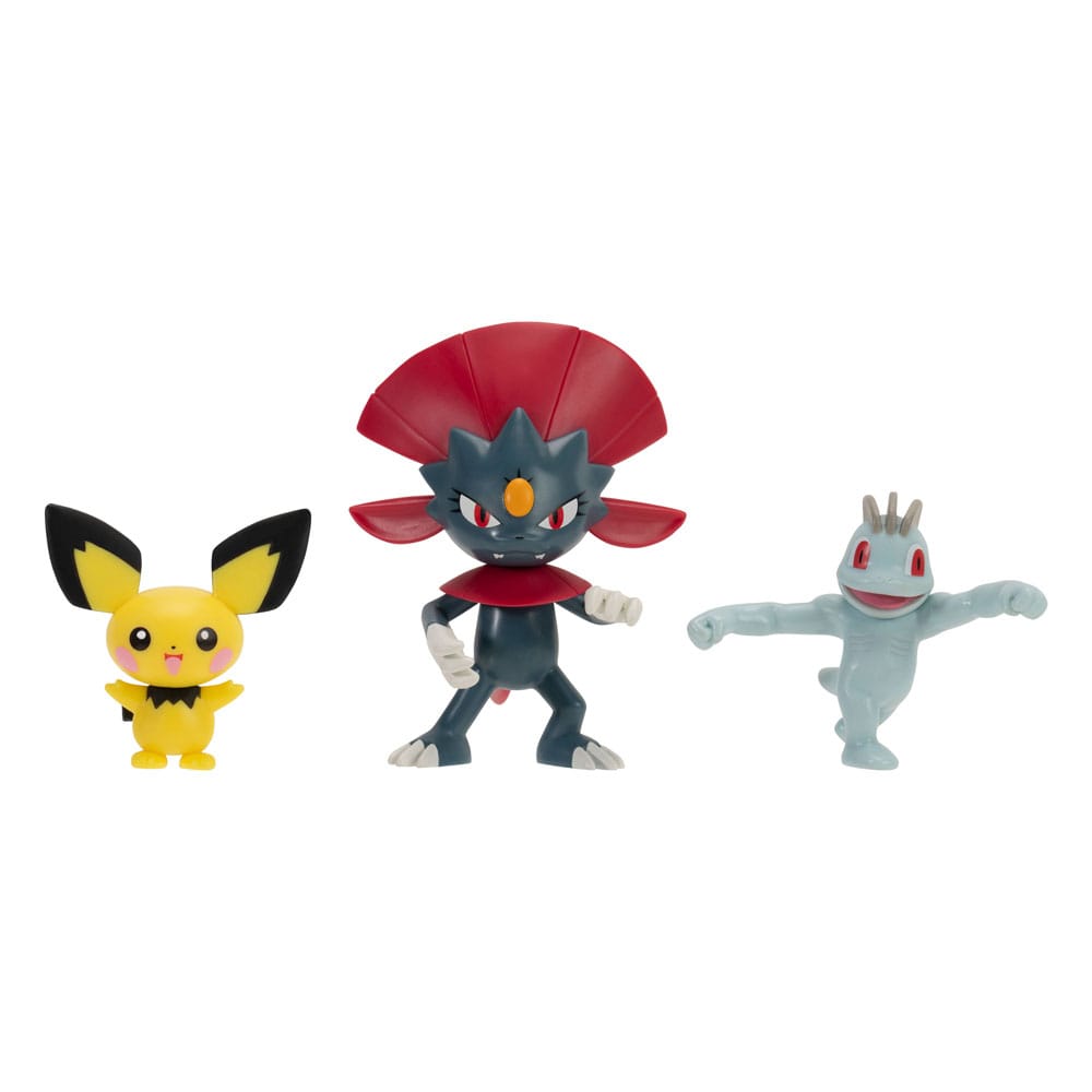 Pokémon First Partner Battle Figure Set Figure 3-Pack Pichu, Machop, & Weavile