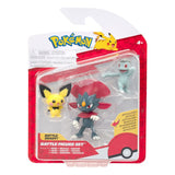 Pokémon First Partner Battle Figure Set Figure 3-Pack Pichu, Machop, & Weavile
