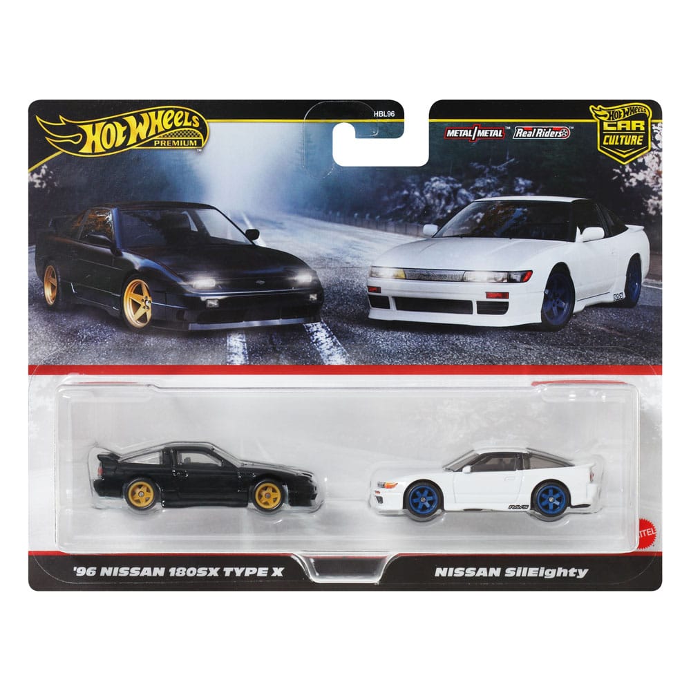 Hot Wheels Premium Car Culture Diecast Vehicle 2-Pack 1/64 '96 Nissan 180SX Type X & Nissan SilEighty