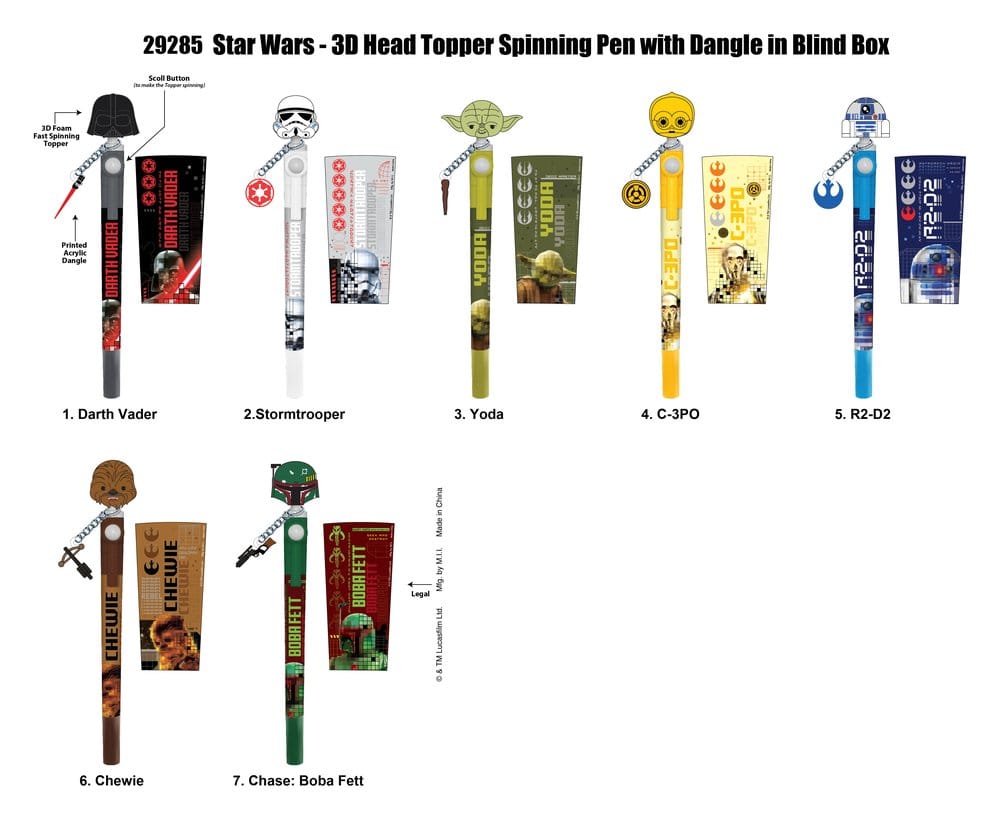 Star Wars 3D Head Topper Spinning Pen Display (16)
