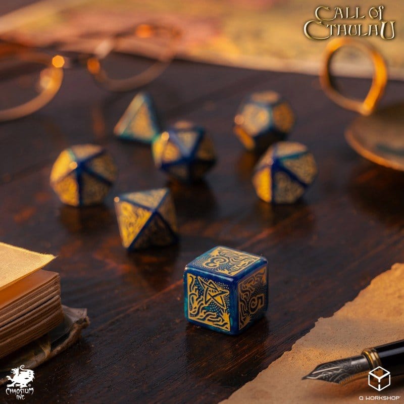 Call of Cthulhu 7th Edition Dice Set of 7 Blue-green & Gold