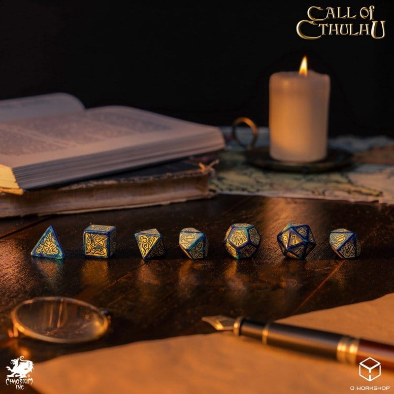 Call of Cthulhu 7th Edition Dice Set of 7 Blue-green & Gold