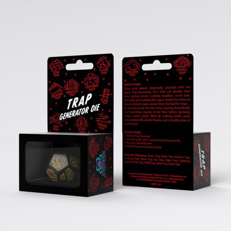 Viridian Jumbo Dice Trap Generator Die D12 Black
