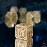 Elvish Jumbo Dice Set of 7 (Shimmering Beige & Copper)
