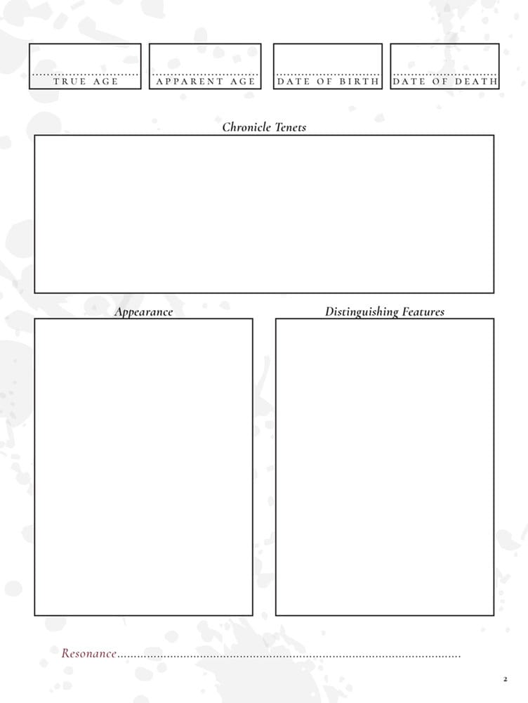 Vampire: The Masquerade 5th Edition RPG Journal Expanded Character Sheet Journal *Englische Version*