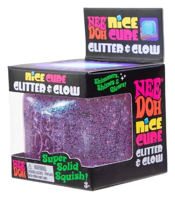 NeeDoh Squeeze Ball Nice Cube Glitter & Glow 5 cm Display (12)