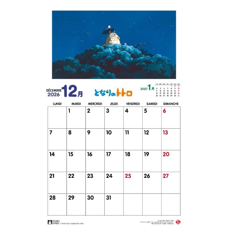 My Neighbor Totoro Calendar 2026 *French Version*