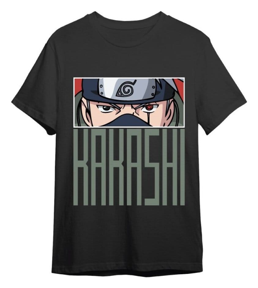 Naruto T-Shirt Kakashi Eyes Black Size L