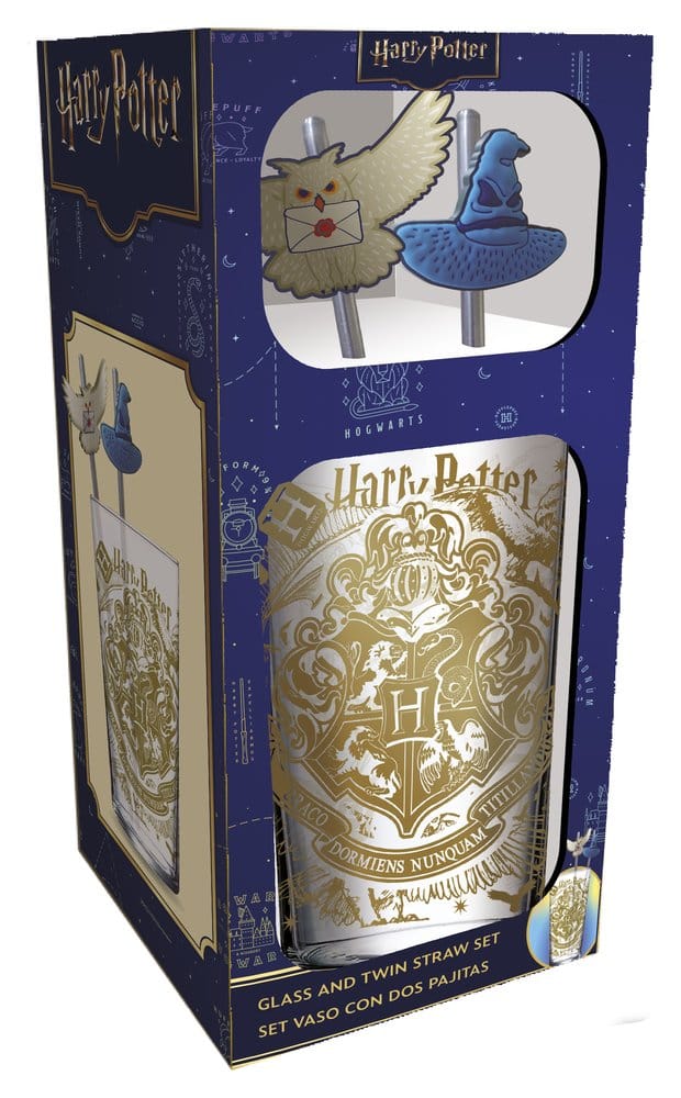 Harry Potter Glass Tumbler with Straws Magic &amp; Mayhem 485 ml